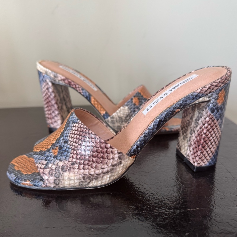 Chelsea & Violet Women's Multicolor Snake Print Heels